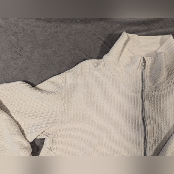 Lululemon Textured Crop Sweatshirt Oversized Jacket Neutral XL/XXL - Picture 8 of 16